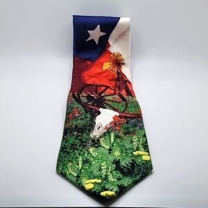 100% Silk Texas Cactus Blossoms 1997 Men's Tie Vintage